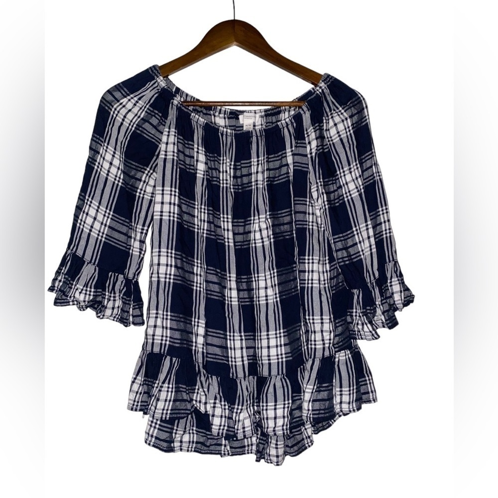 Beachlunchlounge Babydoll Popover Blue Blouse Women M Beachy‎ Dainty Ruffle